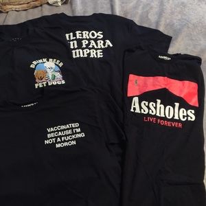 Assholes Live Forever Kirill T-Shirts Sz LG Lot of 4 New